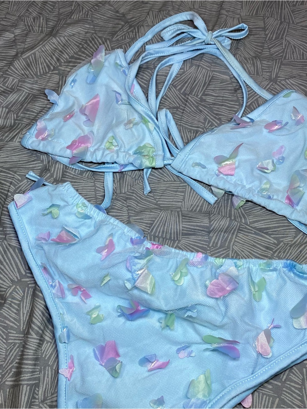 Pastel Blue Butterfly Triangle Bikini